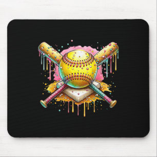 Softball Home Plate Ice Cream Drip Sport Team Ice  Mouse Mat