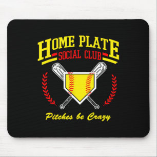 Softball Home Plate Social Club For Sideline Moms Mouse Mat