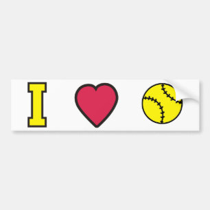 Softball I Heart Bumper Sticker