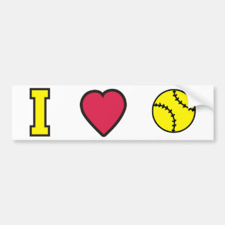 Softball I Heart Bumper Sticker