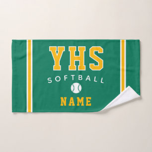 Softball Icon, Custom Name & School, Team Gift Hand Towel
