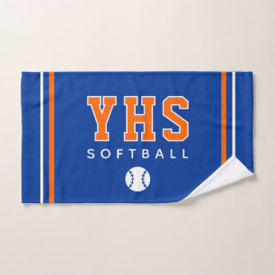 Softball Icon, Custom School Initials, Team Gift Hand Towel