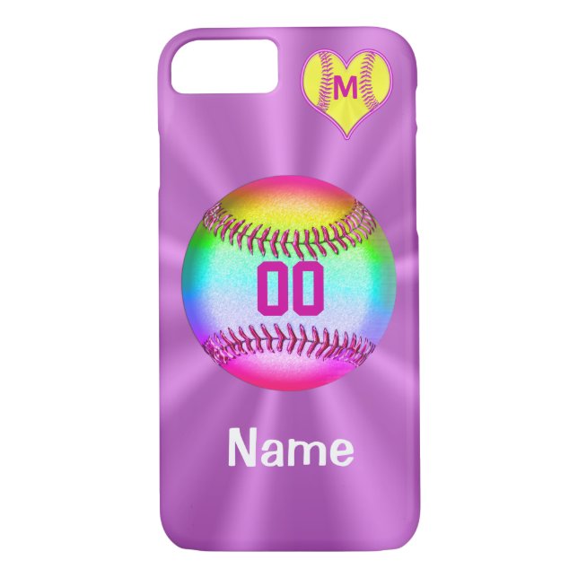 Softball iPhone 7 Cases Your Name Number Monogram (Back)