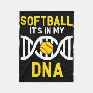 Softball Is My Dna Funny Softball Baller Catcher Fleece Blanket