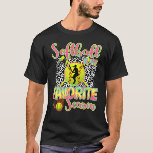 Softball Is My Favourite Season Leopard Softball T-Shirt