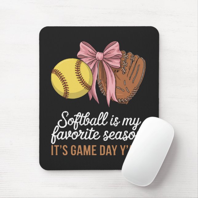 Softball is My Favourite Season Mouse Mat (With Mouse)