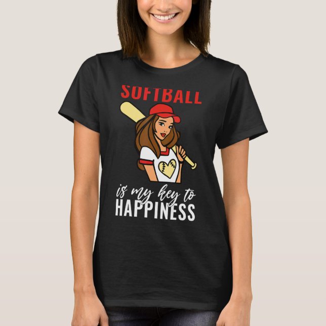 Softball is my Key to Happiness   Softball T-Shirt (Front)