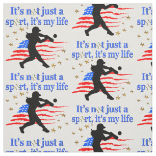SOFTBALL IS MY LIFE USA PATRIOTIC DESIGN FABRIC
