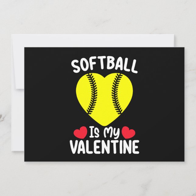 Softball Is My Valentine Day Sports Invitation (Front)
