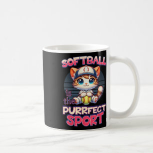 Softball Is The Purrfect Sport Cute Kitty Cat Kitt Coffee Mug