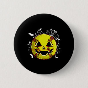 Softball Jack O Lantern Pumpkin Face Halloween Cos 6 Cm Round Badge