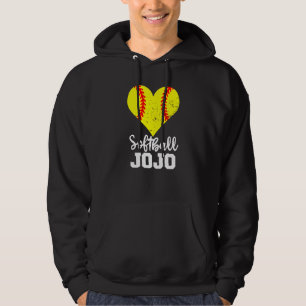 Softball Jojo Softball Heart Grandma JoJo Hoodie