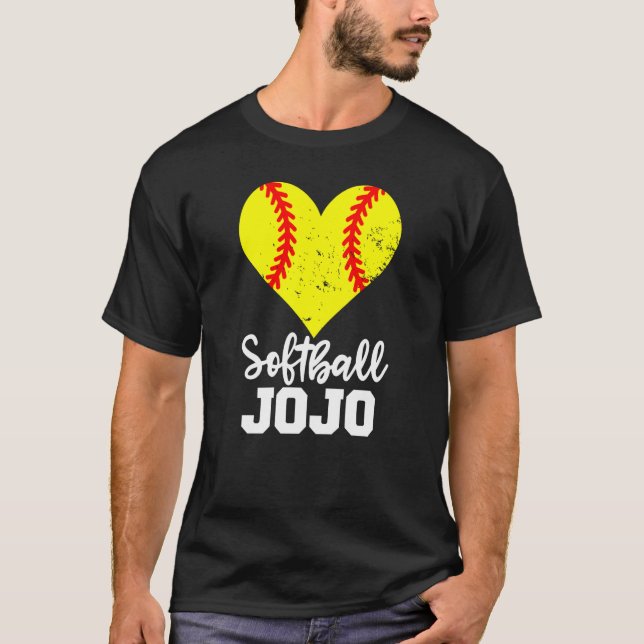 Softball Jojo Softball Heart Grandma JoJo T-Shirt (Front)