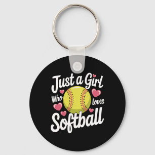 Softball Just A Girl Who Loves Softball Key Ring