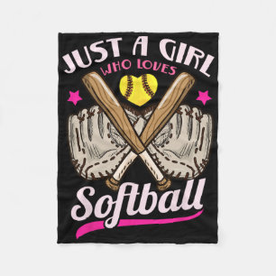 Softball Just A Girl Who Loves Softball Softball P Fleece Blanket