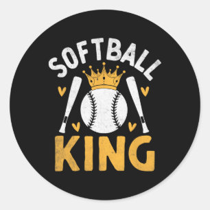 Softball King Catcher Pitcher Softballer  Classic Round Sticker