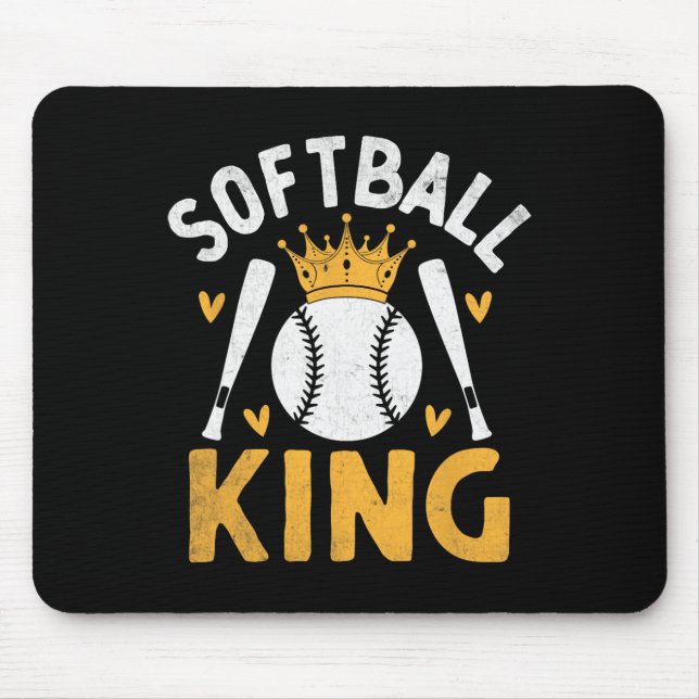 Softball King Catcher Pitcher Softballer  Mouse Mat (Front)