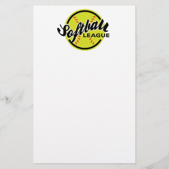 Softball League Stationary Stationery (Front)
