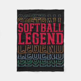 Softball Legend Funny Layered Text Team Player Coa Fleece Blanket