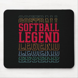 Softball Legend Funny Layered Text Team Player Coa Mouse Mat