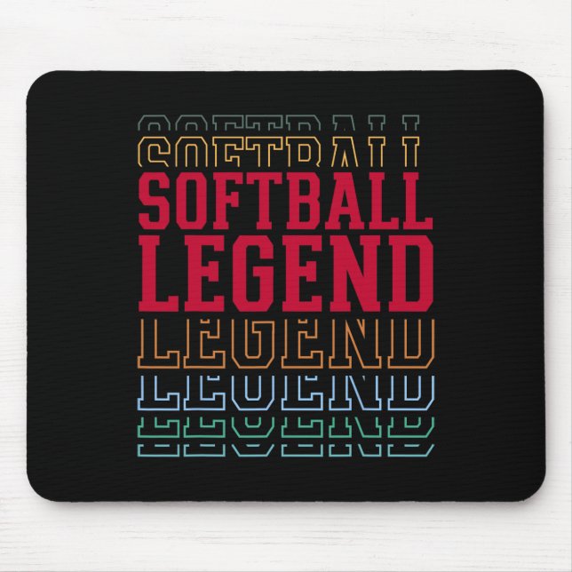 Softball Legend Funny Layered Text Team Player Coa Mouse Mat (Front)