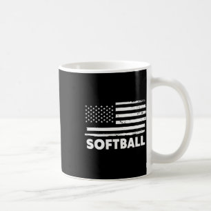 Softball Life Usa Flag Patriotic Sports Design Coffee Mug
