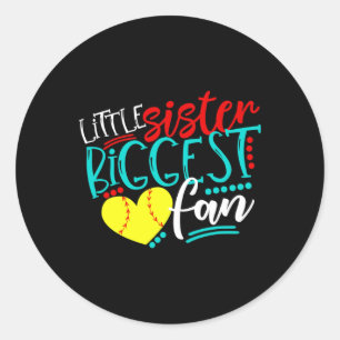 Softball-little Sister Biggest Fan Classic Round Sticker