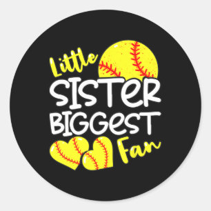 Softball Little Sister Biggest Fan Teen Girls  Classic Round Sticker