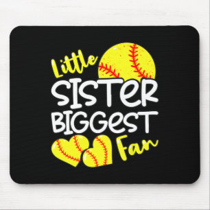 Softball Little Sister Biggest Fan Teen Girls Mouse Mat