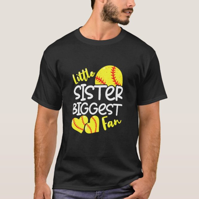 Softball Little Sister Biggest Fan Teen Girls T-Shirt (Front)