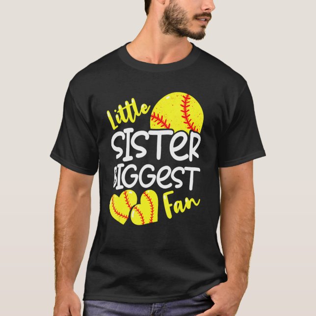 Softball Little Sister Biggest Fan Teen Girls T-Shirt (Front)
