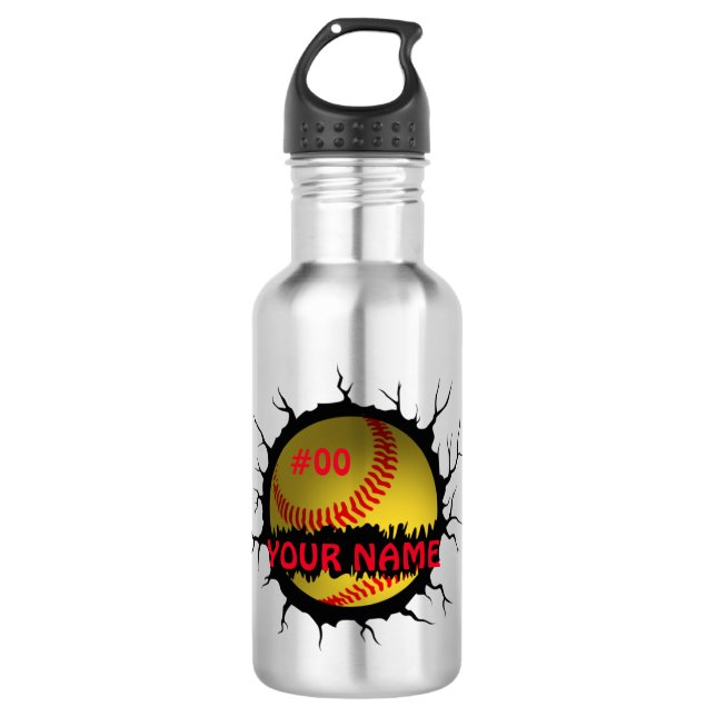 Softball Logo, Softball Custom Name, Softball Gift 710 Ml Water Bottle (Front)