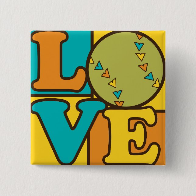 Softball Love 15 Cm Square Badge (Front)