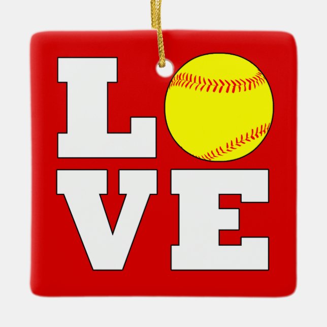 Softball LOVE Custom Colour Christmas Ornament (Front)