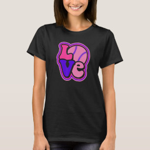 Softball Love for Teen Girls & Women Purple & Pink T-Shirt