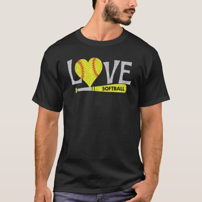 Softball  Love Text Softball Graphic Saying T-Shirt (Front)