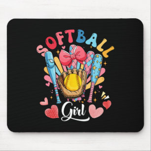 Softball Lover Girl Colorful Bowling Equipment Pla Mouse Mat