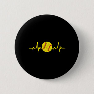 Softball Lover Heartbeat Vintage Retro Softball Pl 6 Cm Round Badge