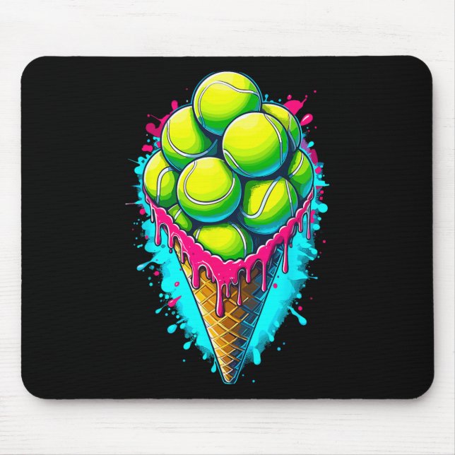 Softball Lover Ice Cream Dripping Softball  Mouse Mat (Front)