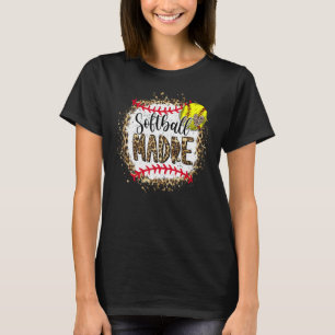 Softball Madre Leopard Bleached Mother's Day Game  T-Shirt