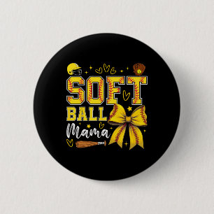 Softball Mama Coquette Bow Softball Mom Mothers Da 6 Cm Round Badge