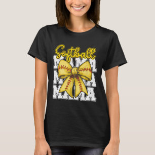 Softball Mama Coquette Bow Sport Mom Mothers Day T-Shirt