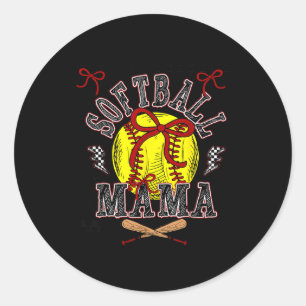 Softball Mama Coquette Softball Game Day Softball  Classic Round Sticker