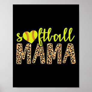 Softball Mama Cute Cheetah Mother's Day Sports Poster