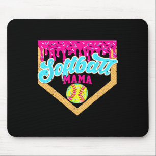 Softball Mama Drip Funny Game Day Softball Ice Cre Mouse Mat