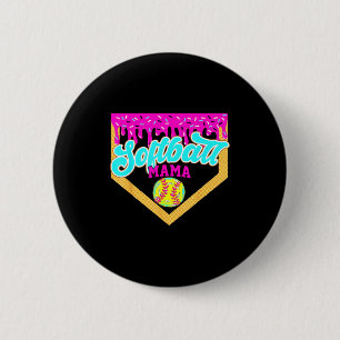 Softball Mama Drip Ice Cream Dripping Game Day Sof 6 Cm Round Badge