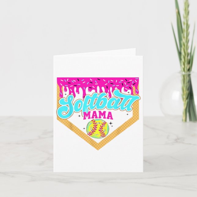 Softball Mama Drip Ice Cream Dripping Game Day Sof Card (Front)