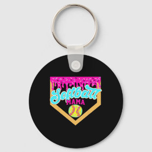Softball Mama Drip Ice Cream Dripping Game Day Sof Key Ring