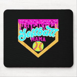 Softball Mama Drip Ice Cream Dripping Game Day Sof Mouse Mat