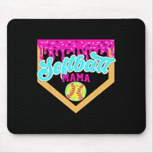 Softball Mama Drip Ice Cream Dripping Game Day Sof Mouse Mat
